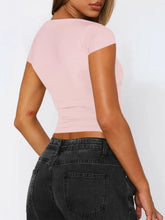 White Lace Detail V Neck Crop Top and Black Jeans Set Woman T Shirts