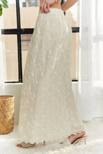 White Lace Maxi Skirt with Elastic Waist Applique Woman Skirts