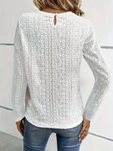 White Lace Eyelet Long Sleeve Blouse for Women