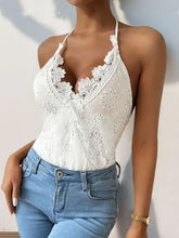 White Lace Halter Bodysuit for Women
