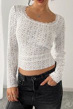 White Lace Long Sleeve Semi Sheer Top for Women White