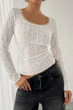 White Lace Long Sleeve Semi Sheer Top for Women Woman T Shirts