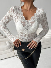 White Lace Long Sleeve Top for Women