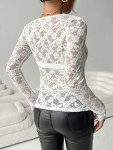 White Lace Long Sleeve Top for Women Woman T Shirts