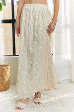 White Lace Maxi Skirt with Elastic Waist Applique BEIGE