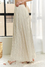 White Lace Maxi Skirt with Elastic Waist Applique