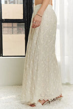 White Lace Maxi Skirt with Elastic Waist Applique