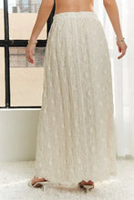 White Lace Maxi Skirt with Elastic Waist Applique
