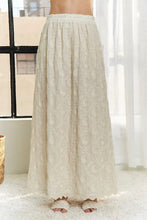 White Lace Maxi Skirt with Elastic Waist Applique