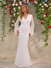 White Lace Mermaid Evening Gown White