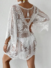 White Lace Sheer Beach Cover-Up Swimwear Cover-Ups