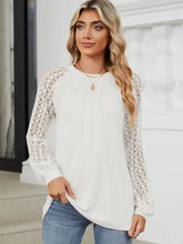 White Lace Sleeve Blouse for Women White Woman T Shirts