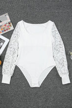 White Lace Sleeve Bodysuit for Women with Long Sleeve Length