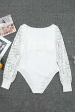 White Lace Sleeve Bodysuit for Women with Long Sleeve Length