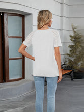 White Lace Sleeve High-Low T-Shirt for Women