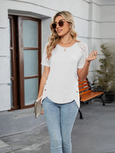 White Lace Sleeve High-Low T-Shirt for Women