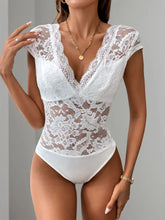 White Lace Tie Back Bodysuit for Women