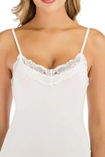 White Lace Trim Cotton Slip Dress Stretchy Camisole Dresses