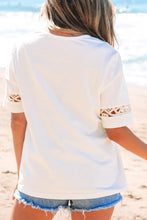 White Lace Trim Top and Denim Shorts Set for Women