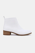White Leather Block Heel Ankle Boots for Women