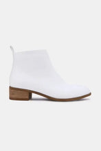 White leather block heel ankle boots for women with 2-inch heel height