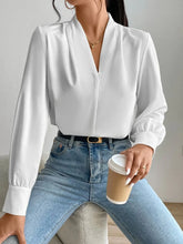 White Long-Sleeve Blouse for Women 100 Percent Polyester White