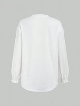 White Long Sleeve Blouse with Ruffled Cuffs