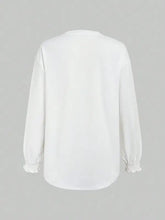 White Long Sleeve Blouse with Ruffled Cuffs Woman T Shirts