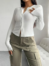 White Long Sleeve Button-Up Shirt for Women White