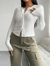 White Long Sleeve Button-Up Shirt for Women White Woman T Shirts