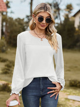 White Long Sleeve Eyelet Blouse for Women White