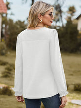White Long Sleeve Eyelet Blouse for Women