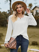 White Long Sleeve Eyelet Blouse for Women