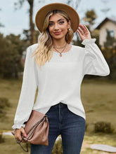 White Long Sleeve Eyelet Blouse for Women Woman T Shirts