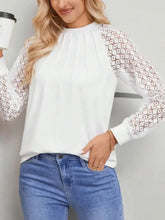 White Long Sleeve Lace Blouse for Women Woman T Shirts