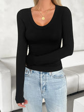 White Long Sleeve Scoop Neck Top for Women