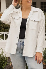White long sleeve textured blouse plus size shirt with button front