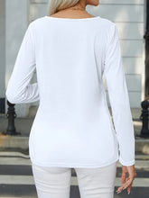White Long Sleeve Top with Decorative Button Detail for Women