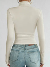 White Long Sleeve Turtleneck Crop Top for Women Woman T Shirts