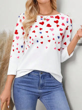 White Long-Sleeved Heart Patterned Top for Women