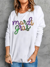 MARDI GRAS Sequin Long Sleeve Sweatshirt White Woman Sweatshirts