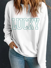 LUCKY Graphic Round Neck Long Sleeve Sweatshirt Woman Sweatshirts