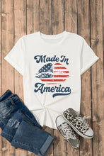 White Made in America Graphic T Shirt with Distressed Flag
