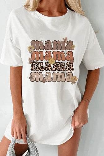 White Mama Graphic T-Shirt Dress for Women White