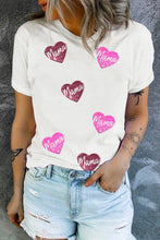 White Mama Heart Sequin T-Shirt for Women White