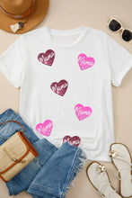 White Mama Heart Sequin T-Shirt for Women Woman T Shirts