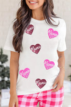White Mama Heart Sequin T-Shirt for Women