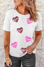 White Mama Heart Sequin T-Shirt for Women