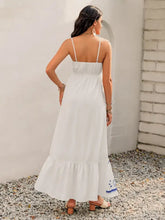 White Maxi Dress with Blue Starfish and Seashell Embroidery Maxi Dresses