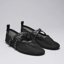 White Mesh Mary Jane Ballet Flats for Women
